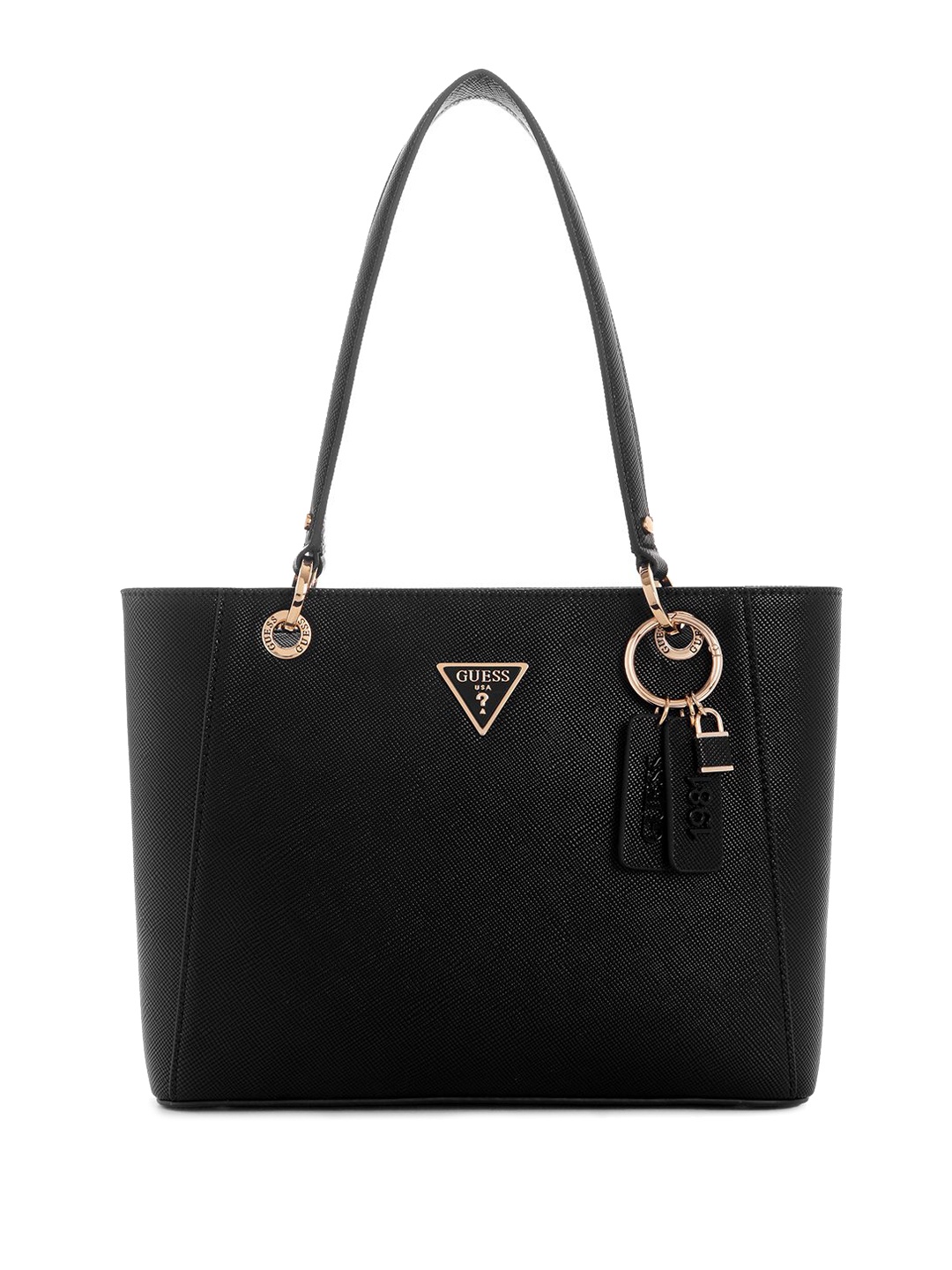 

GUESS PU Structured Handheld Bag with Quilted, Black