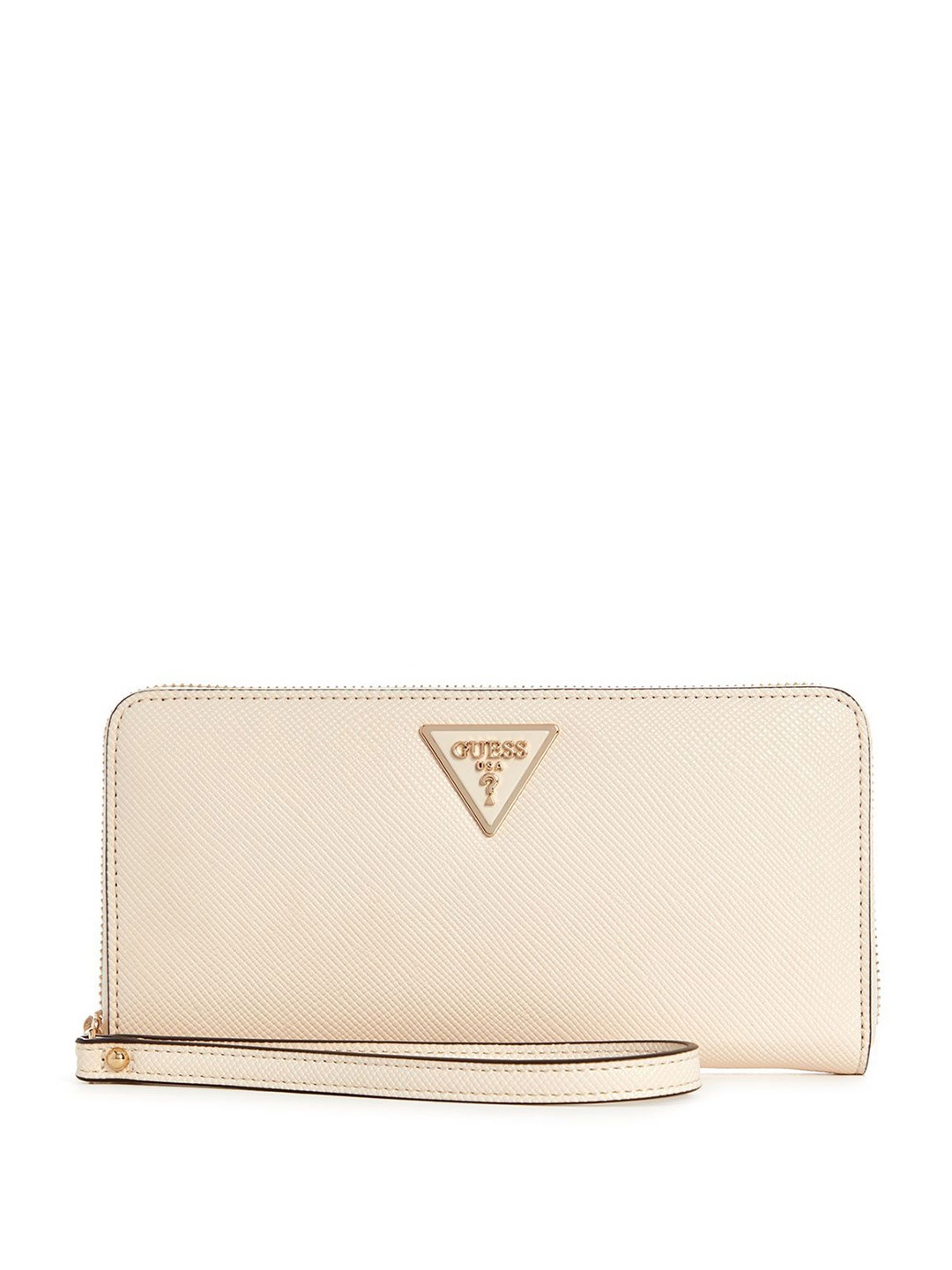 

GUESS Women Textured PU Zip Around Wallet, Beige