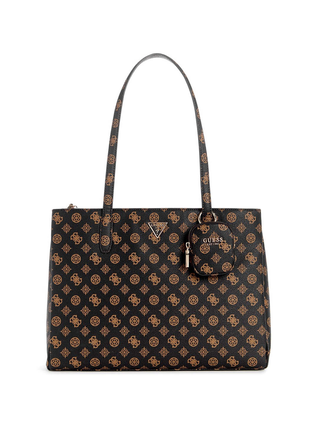 

GUESS Textured Printed PU Structured Tote Bag, Black