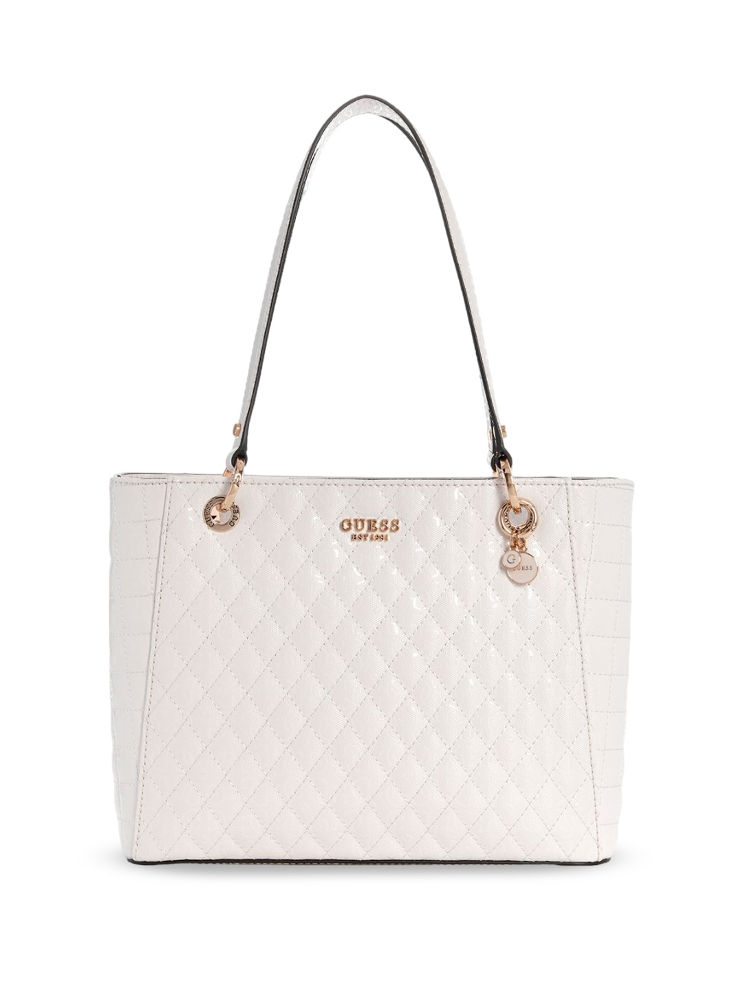 

GUESS Textured PU Structured Handheld Bag with Quilted, White