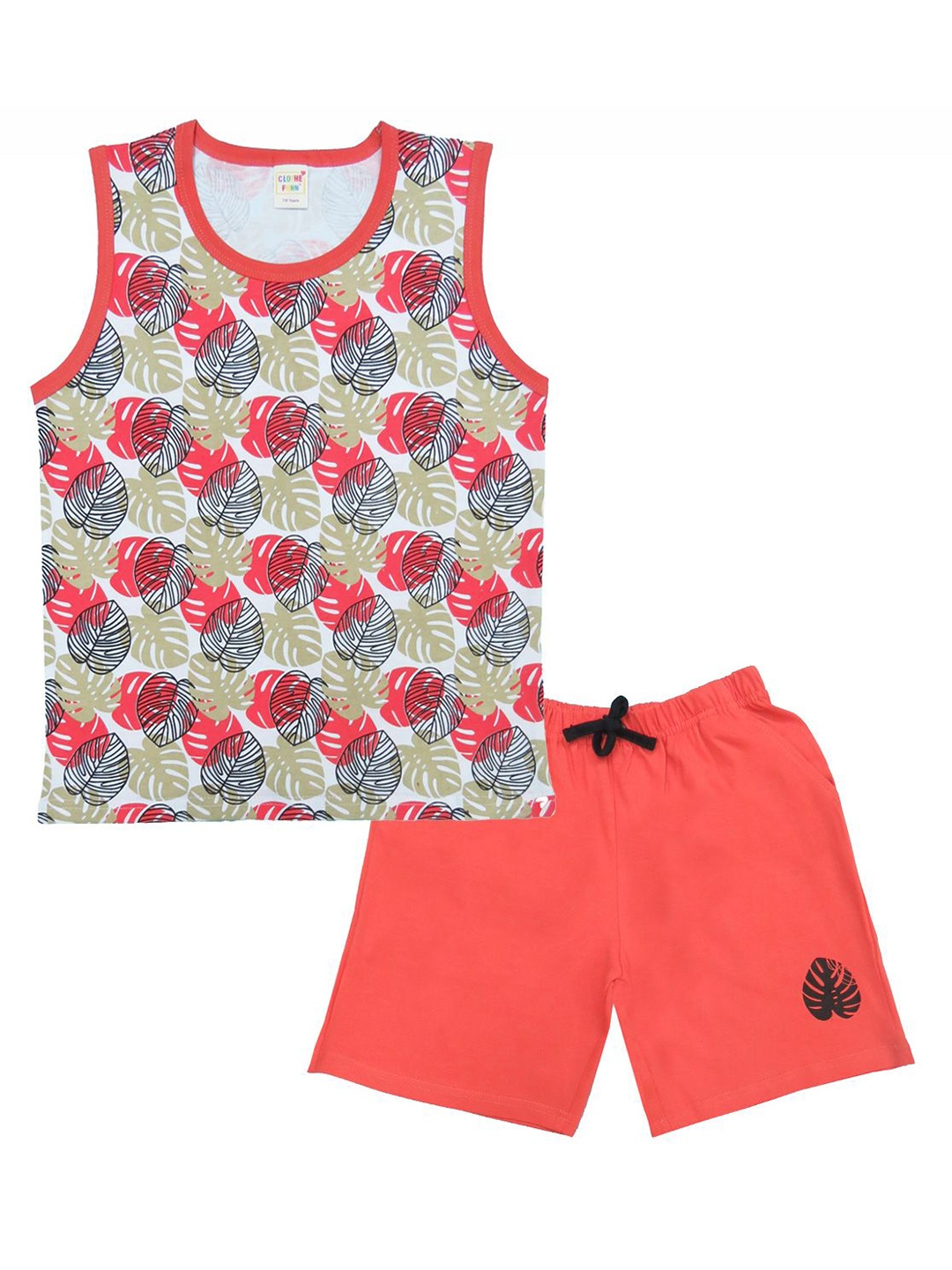 

Clothe Funn Boys Printed Pure Cotton T-shirt with Shorts, White