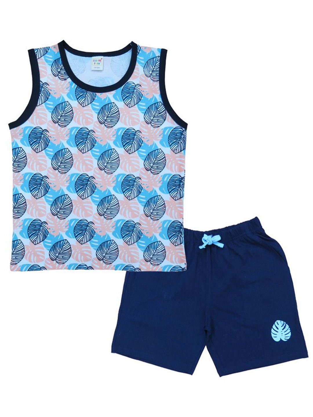 

Clothe Funn Boys Printed Pure Cotton T-shirt With Shorts, Blue