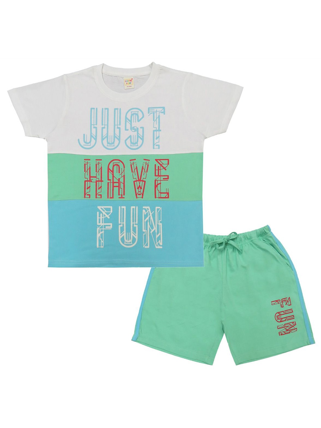 

Clothe Funn Boys Printed Pure Cotton T-shirt With Shorts, White