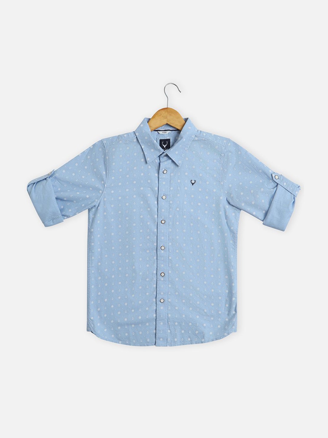 

Allen Solly Junior Boys Slim Fit Micro Ditsy Printed Cotton Casual Shirt, Blue