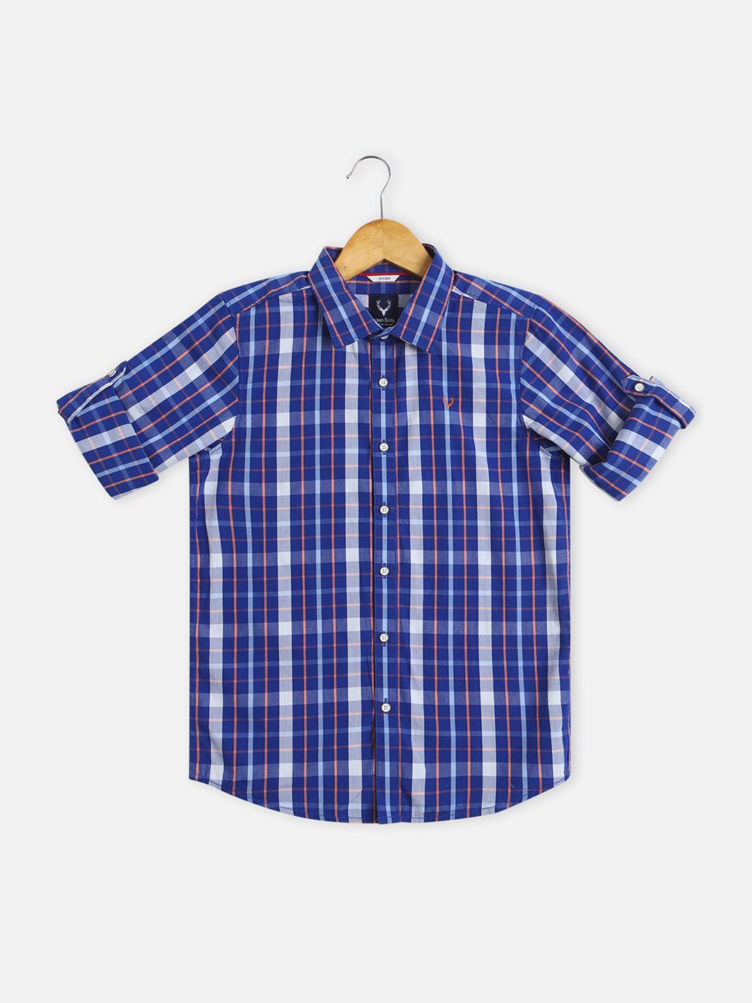 

Allen Solly Junior Boys Slim Fit Tartan Checks Opaque Checked Casual Shirt, Blue