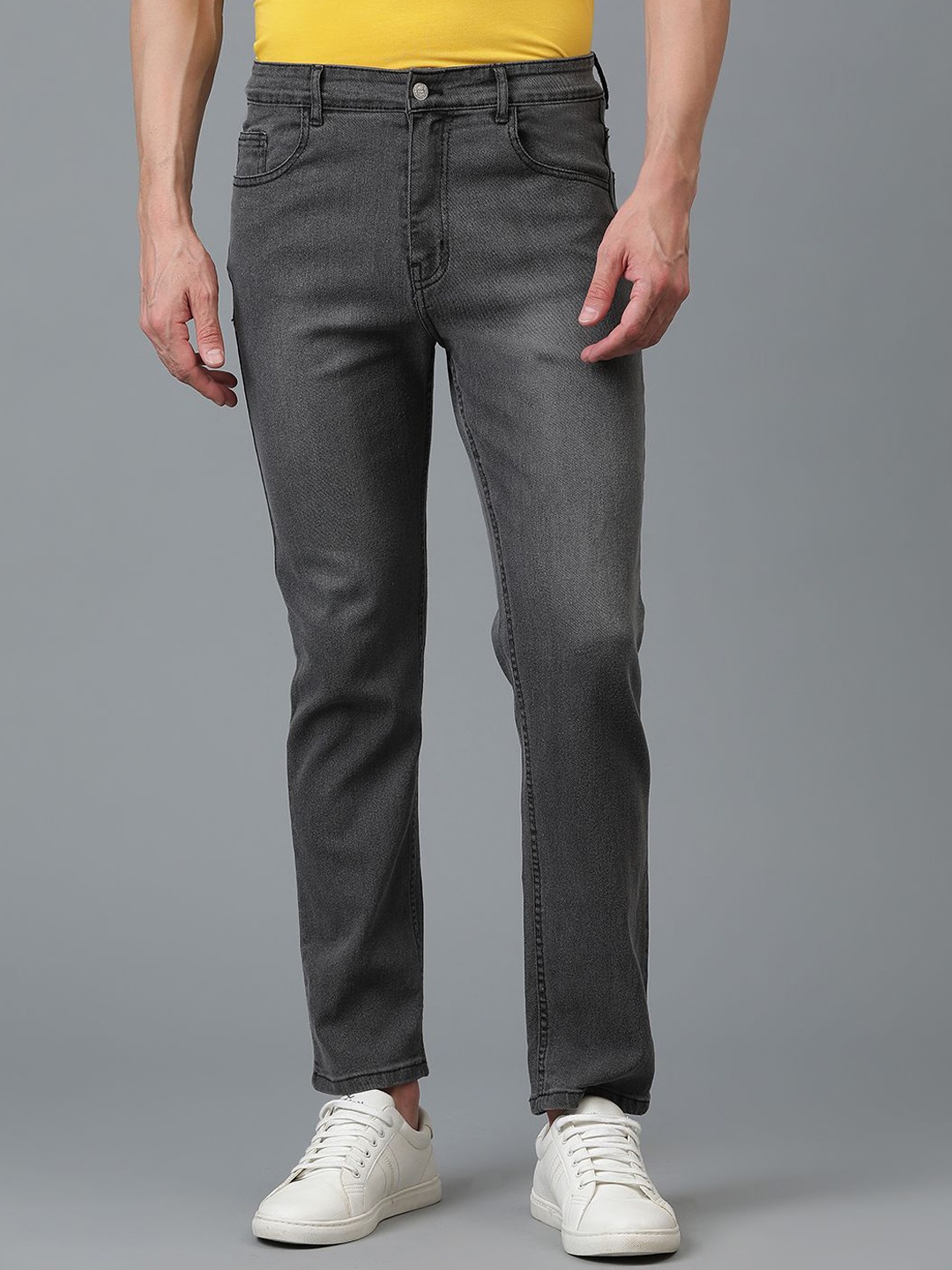 

Kotty Men Jean Slim Fit Low-Rise Light Fade Stretchable Jeans, Grey