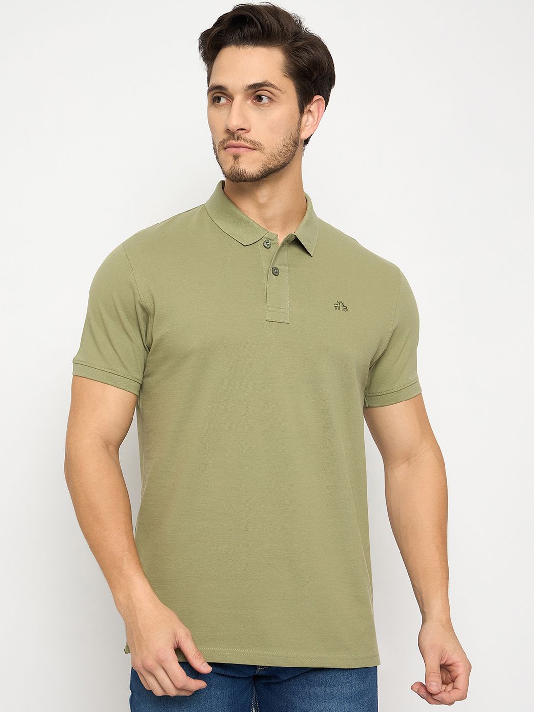 

98 Degree North Men Solid Polo Collar T-shirt, Sea green