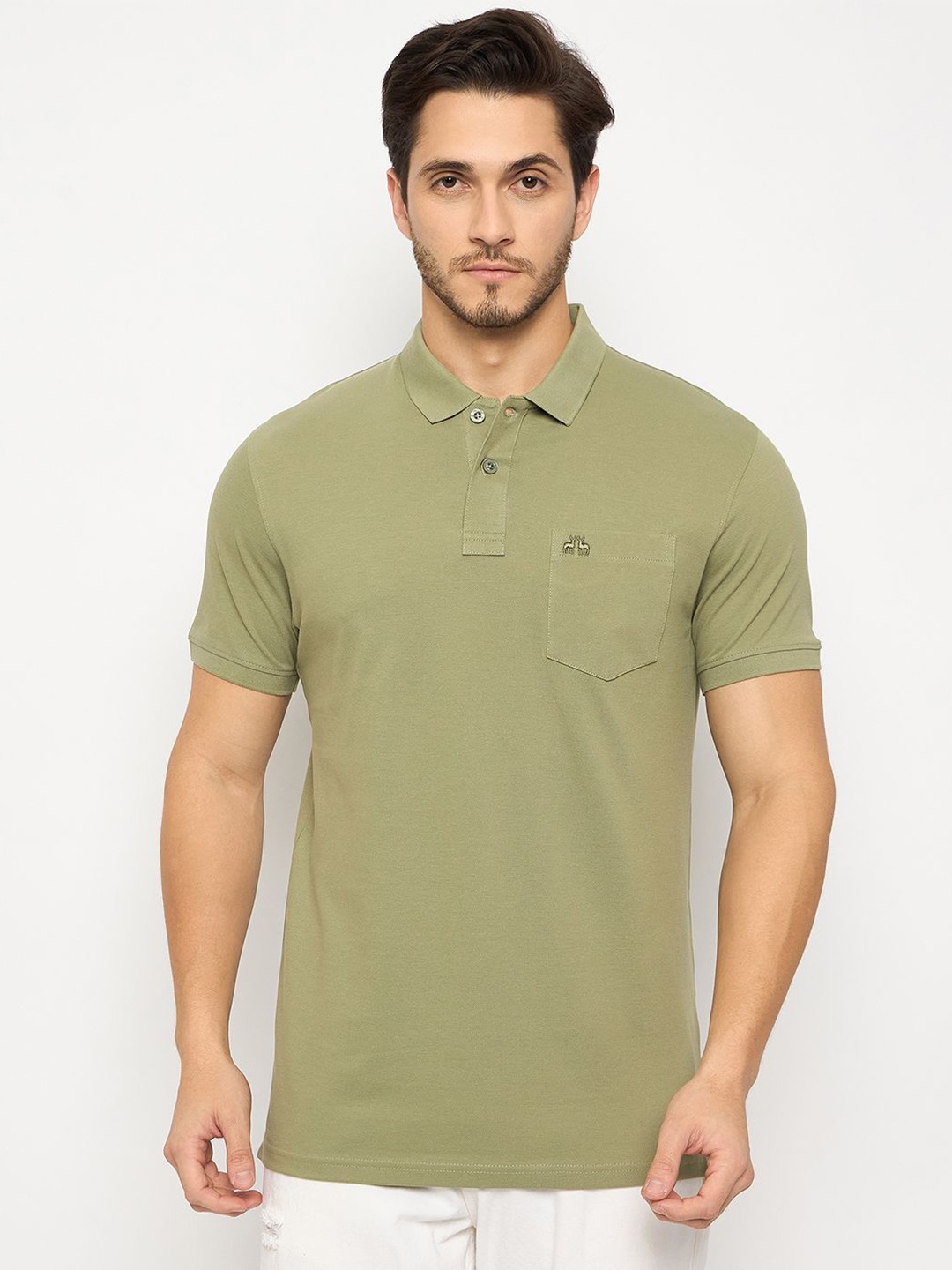 

98 Degree North Men Solid Polo Collar Pockets T-shirt, Sea green