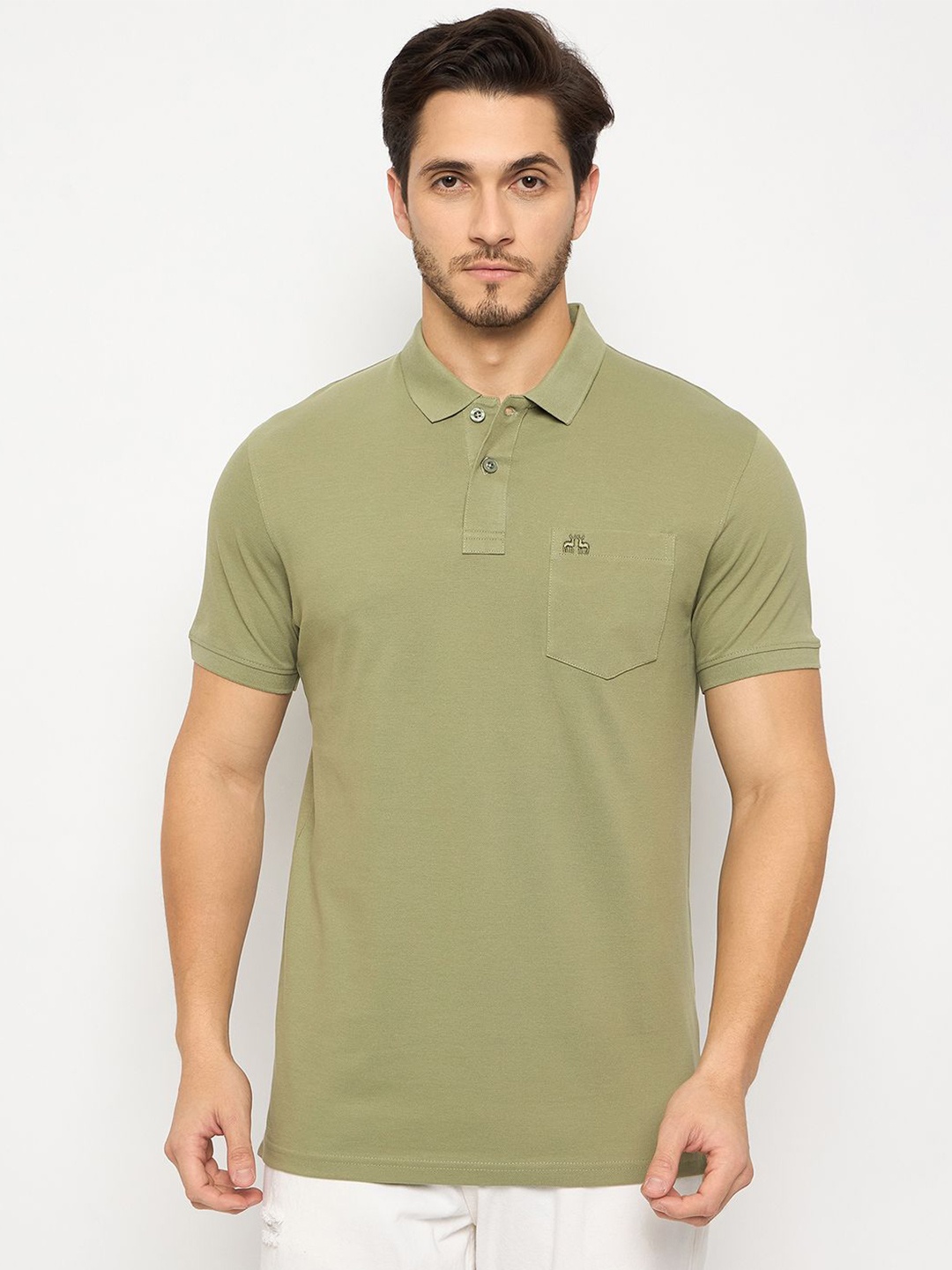 

98 Degree North Men Polo Collar Pure Cotton Pocket T-shirt, Sea green