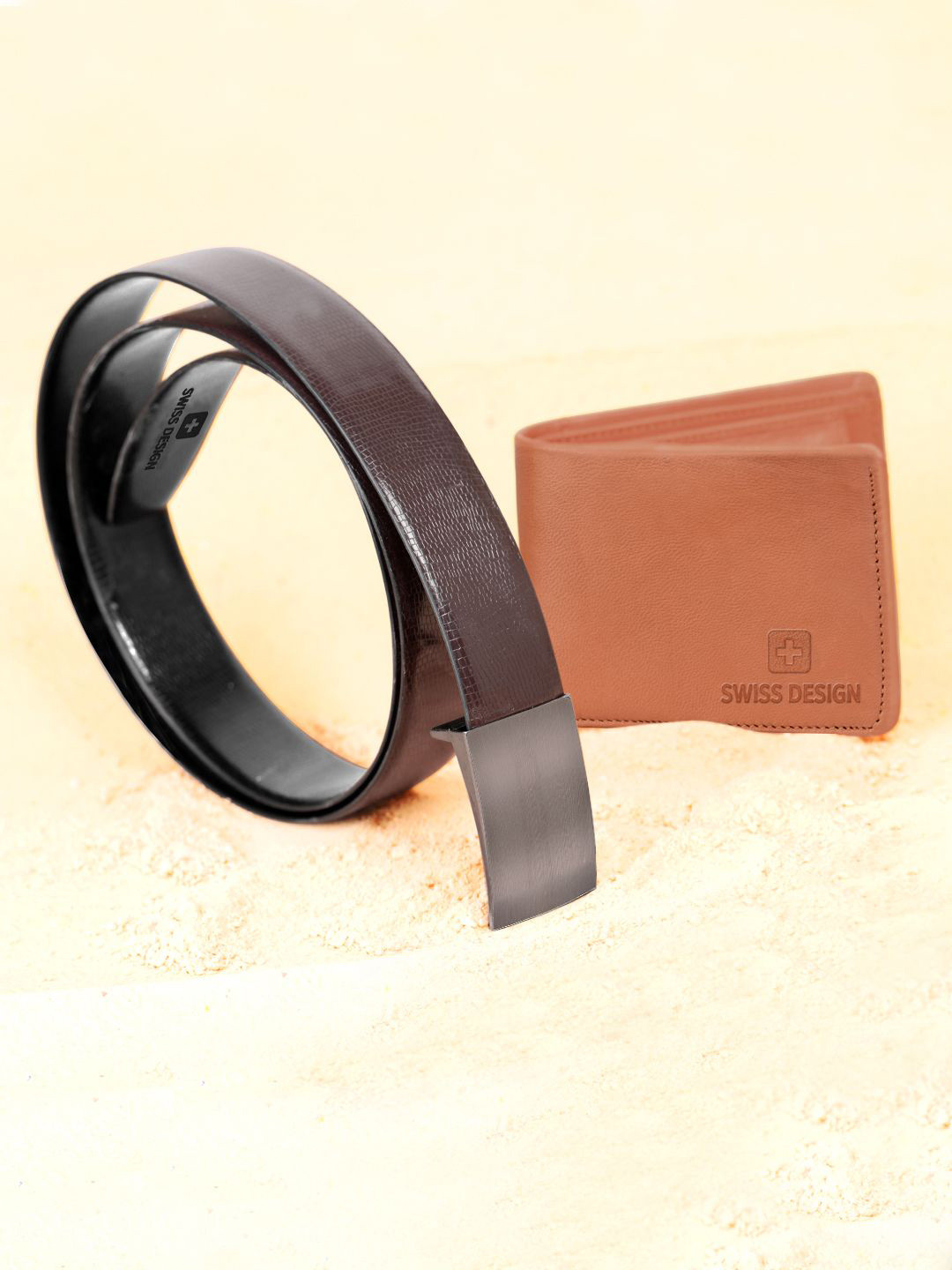 

Swiss Design Men Accessory Gift Set Of Wallet & Belt, Brown