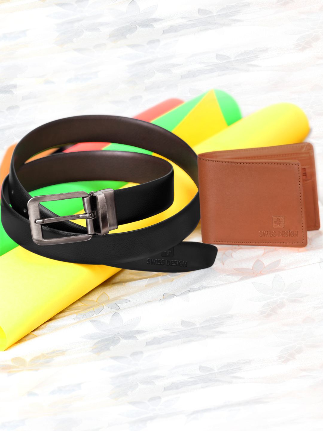 

Swiss Design Men Accessory Gift Set Of Wallet & Belt, Black