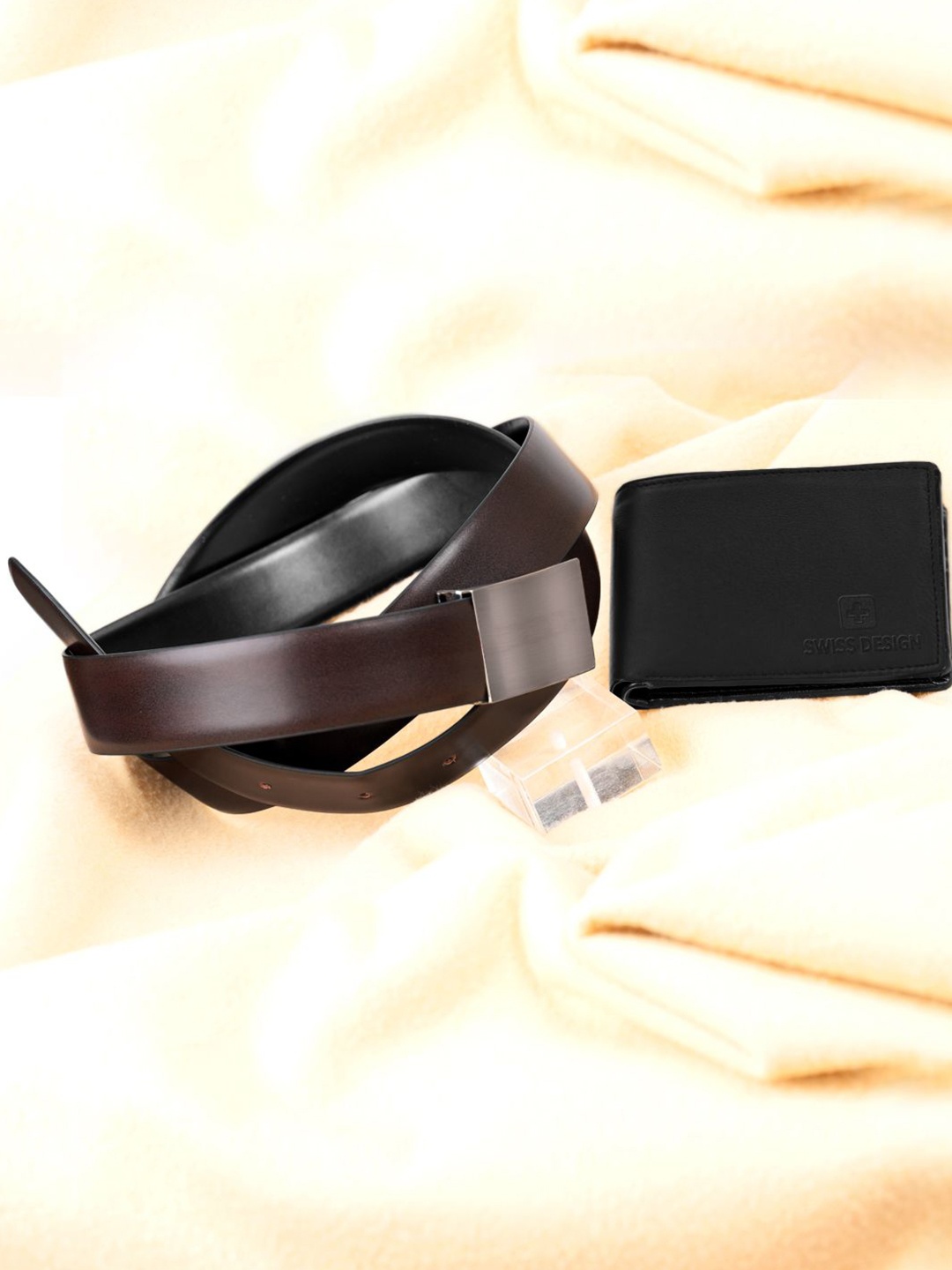 

Swiss Design Men Accessory Gift Set Of Wallet & Belt, Brown