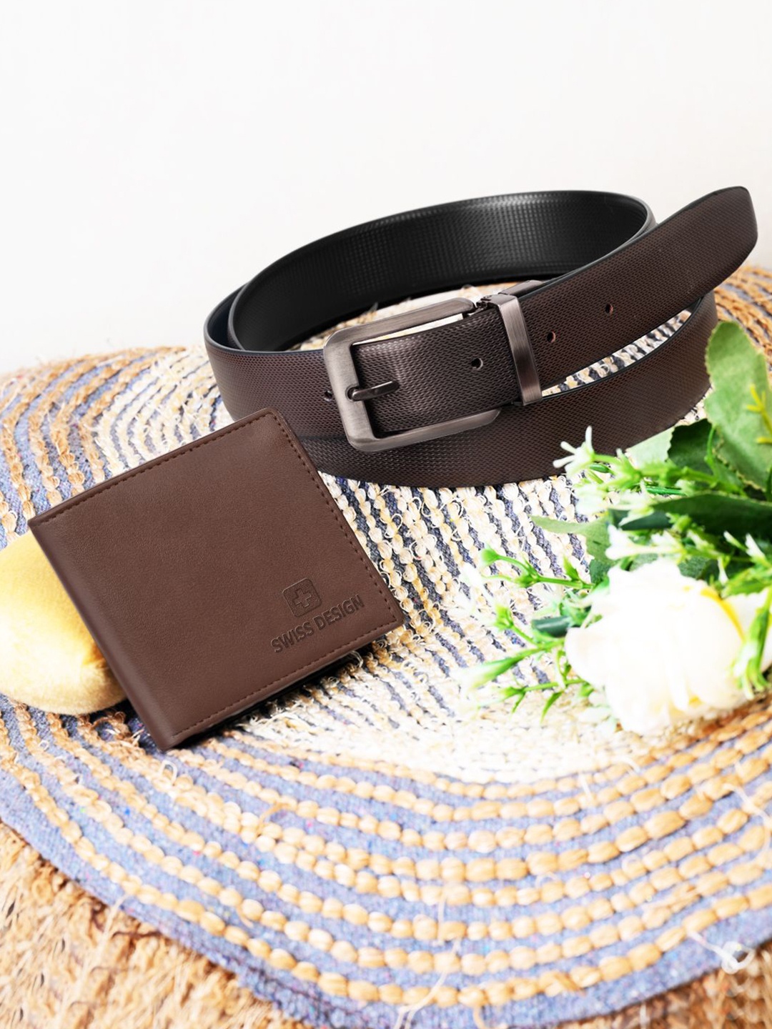 

Swiss Design Men Accessory Gift Set Of Wallet & Belt, Brown