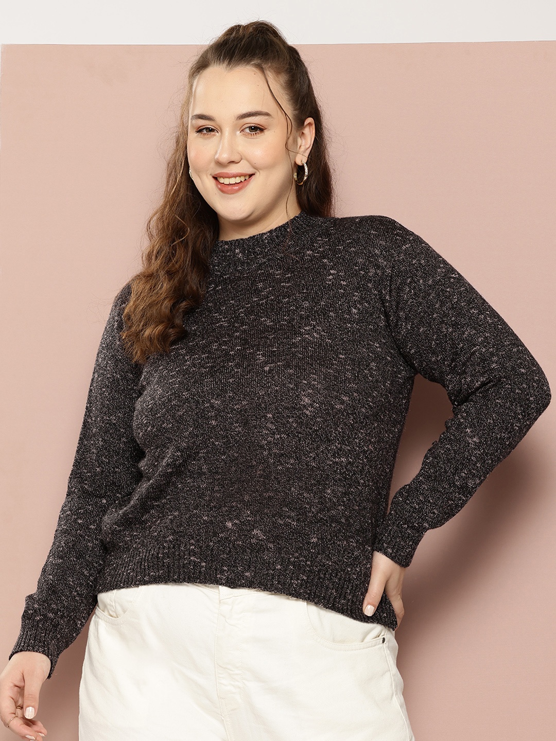 

Sztori Plus Size Speckled Pullover, Black