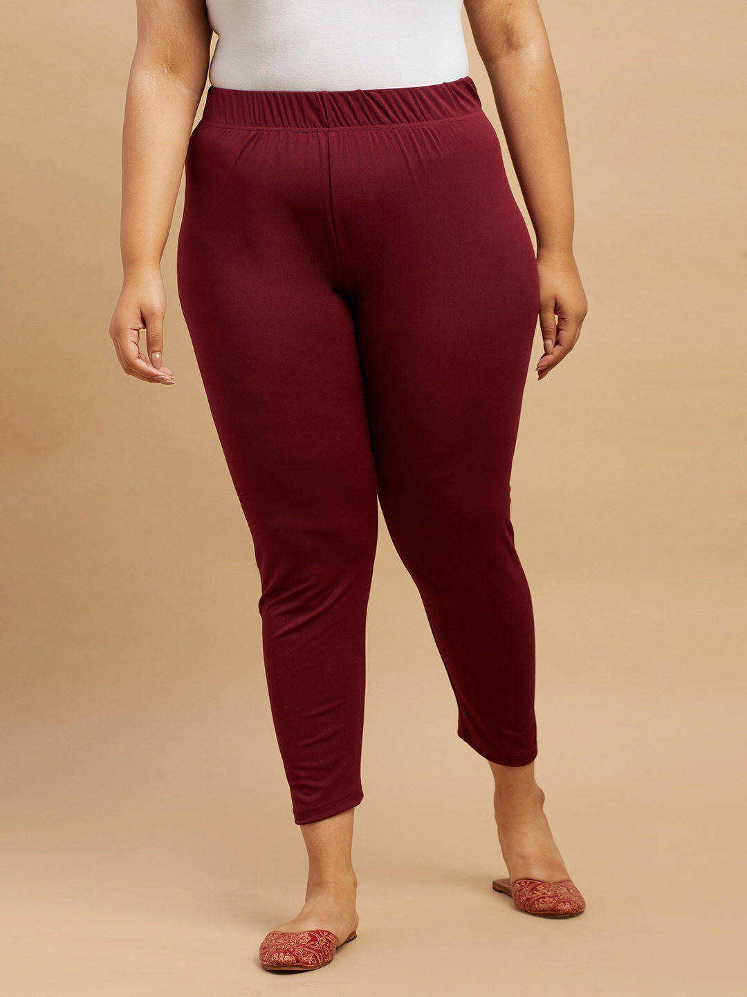 

Big Hello - The Plus Life Ankle-Length Leggings, Maroon