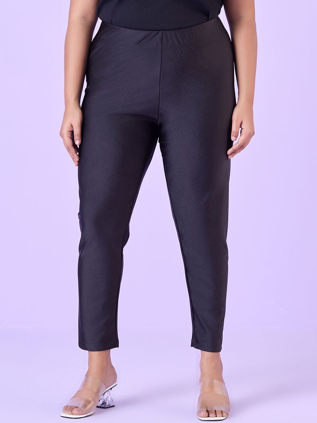 

Big Hello - The Plus Life Plus Size Shimmer Ankle-Length Leggings, Black