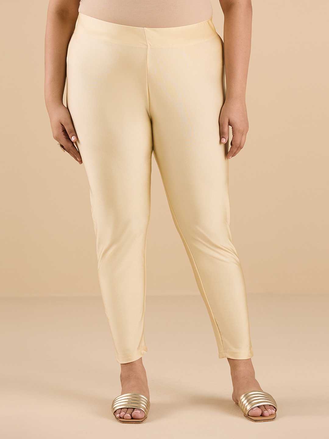 

Big Hello - The Plus Life Shimmer Ankle-Length Leggings, Beige