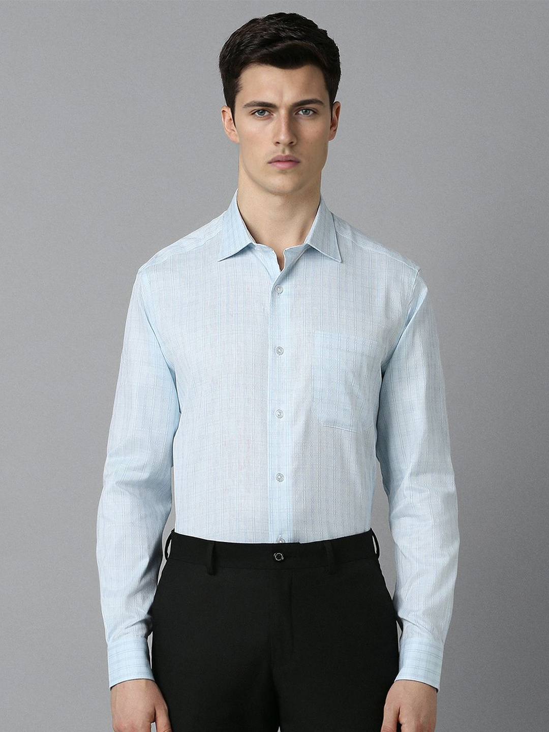 

Louis Philippe Men Opaque Checked Formal Shirt, Blue