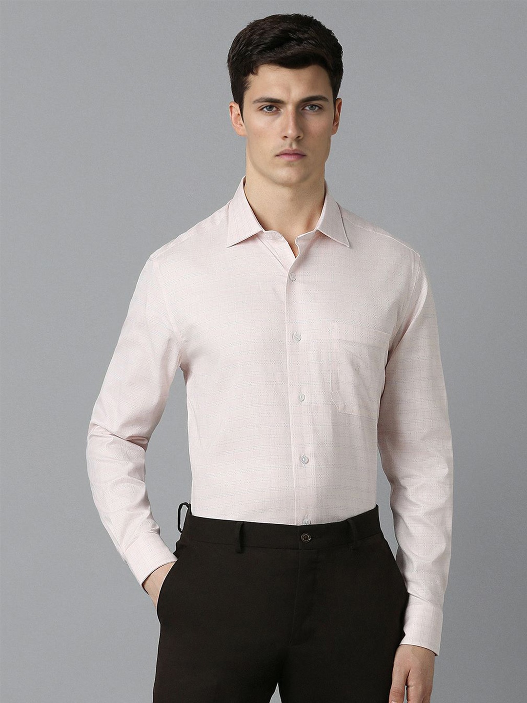 

Louis Philippe Spread Collar Long Sleeves Pure Cotton Formal Shirt, Pink