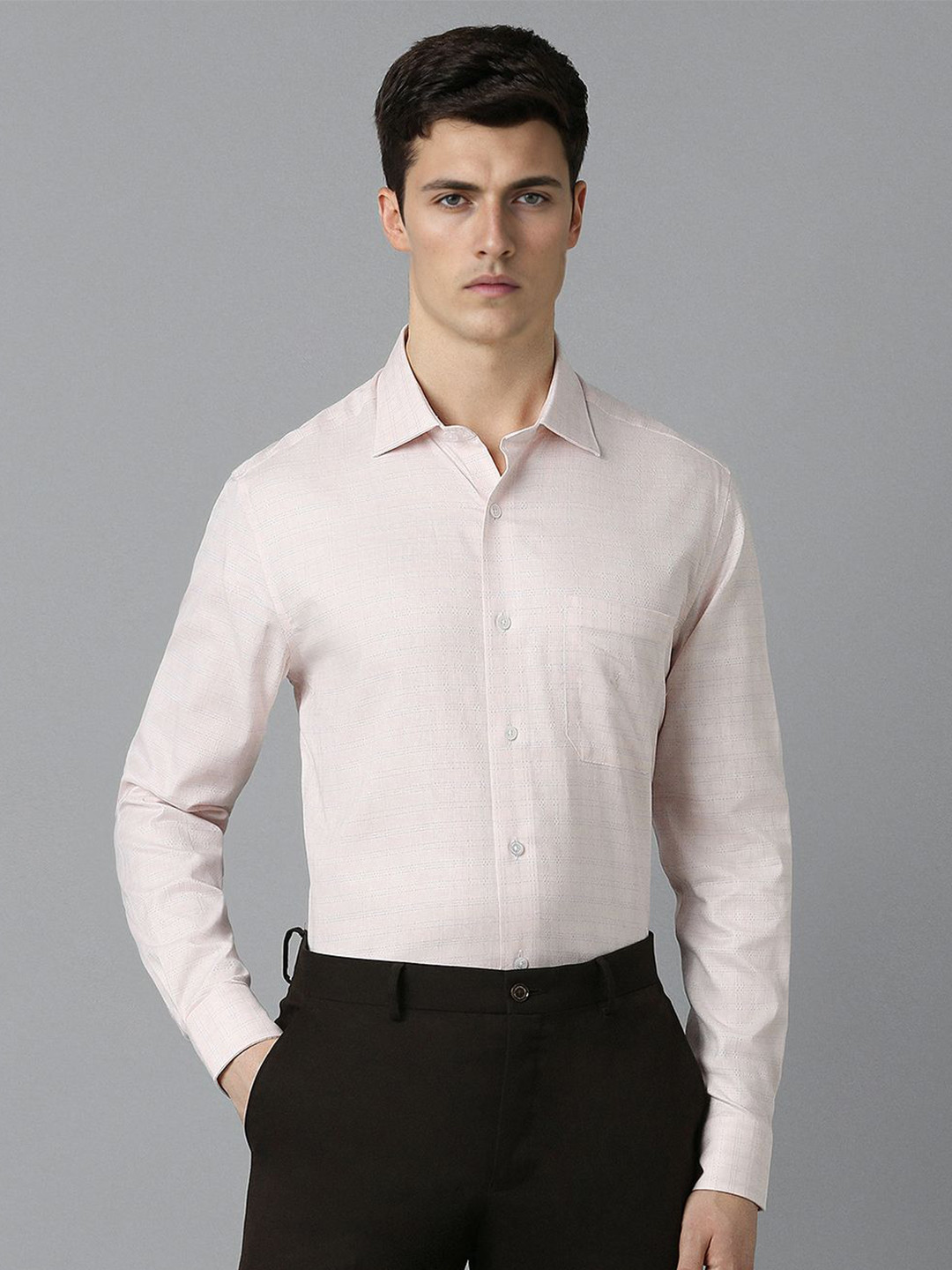 

Louis Philippe Spread Collar Long Sleeves Pure Cotton Formal Shirt, Pink