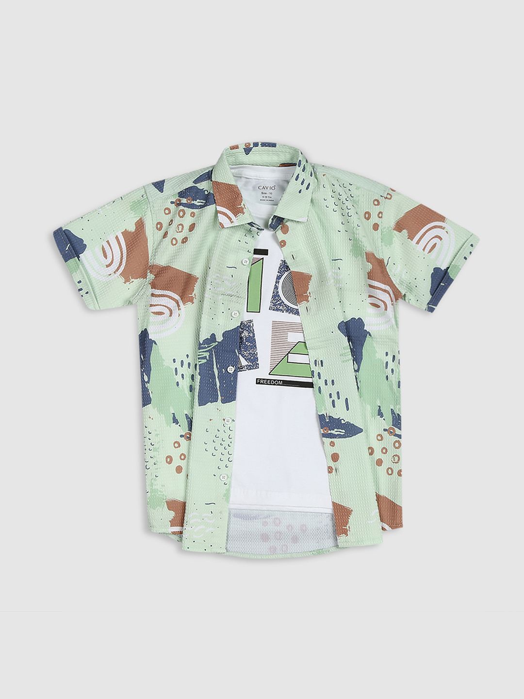 

CAVIO Boys Comfort Opaque Printed Casual Shirt, Sea green