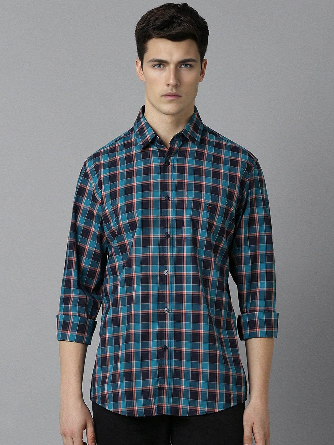 

Louis Philippe Sport Slim Fit Tartan Checked Cotton Casual Shirt, Blue