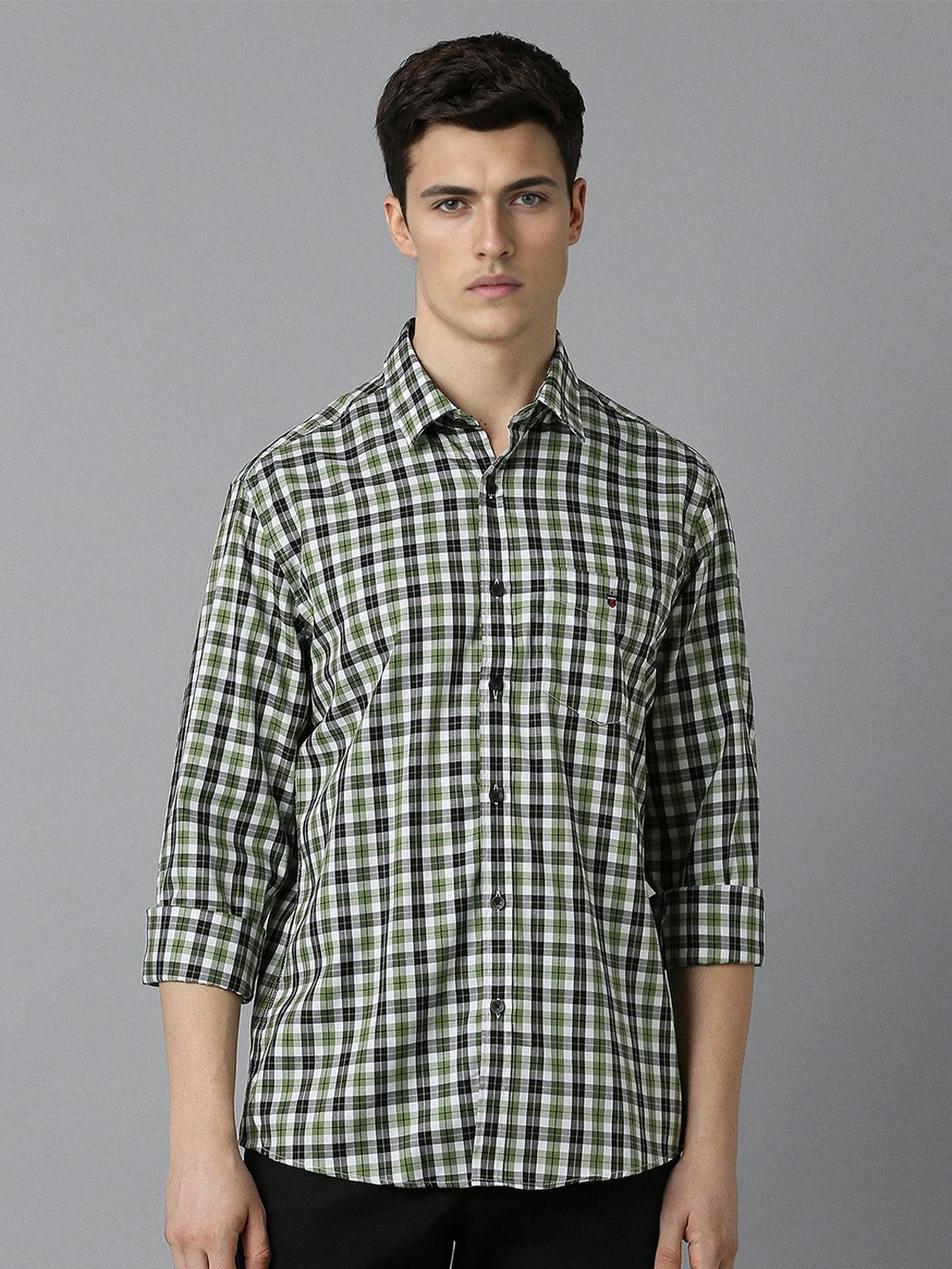 

Louis Philippe Sport Men Slim Fit Tartan Checks Opaque Checked Casual Shirt, Green