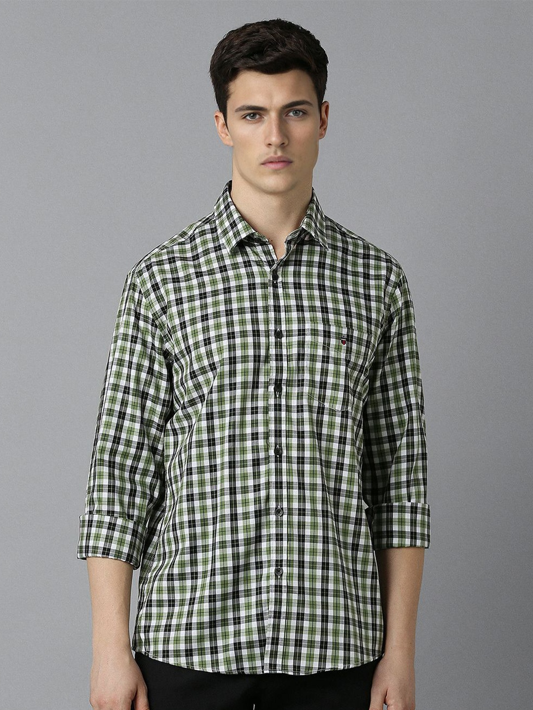 

Louis Philippe Sport Slim Fit Tartan Checked Cotton Casual Shirt, Green