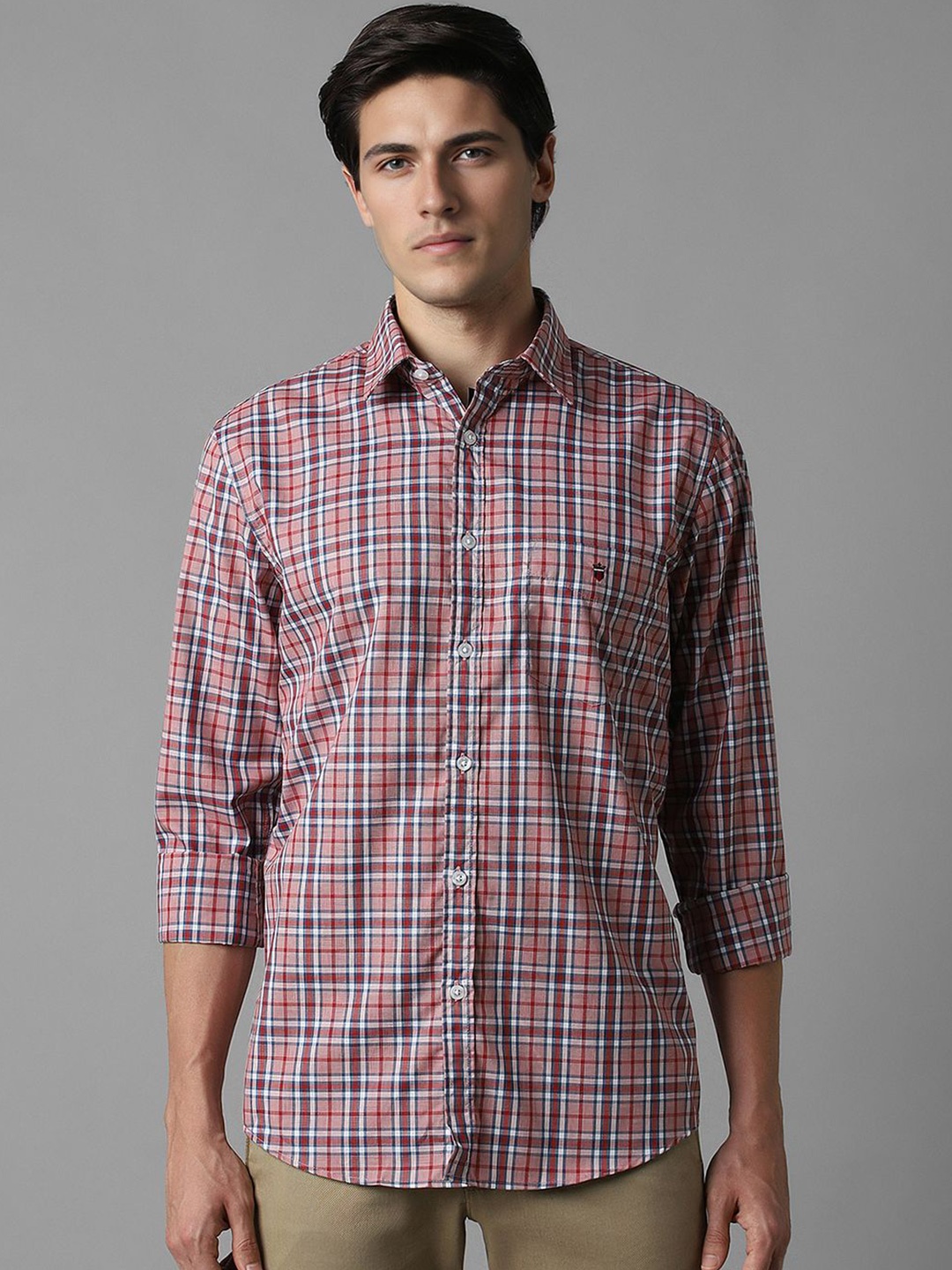 

Louis Philippe Sport Slim Fit Checked Cotton Casual Shirt, Maroon