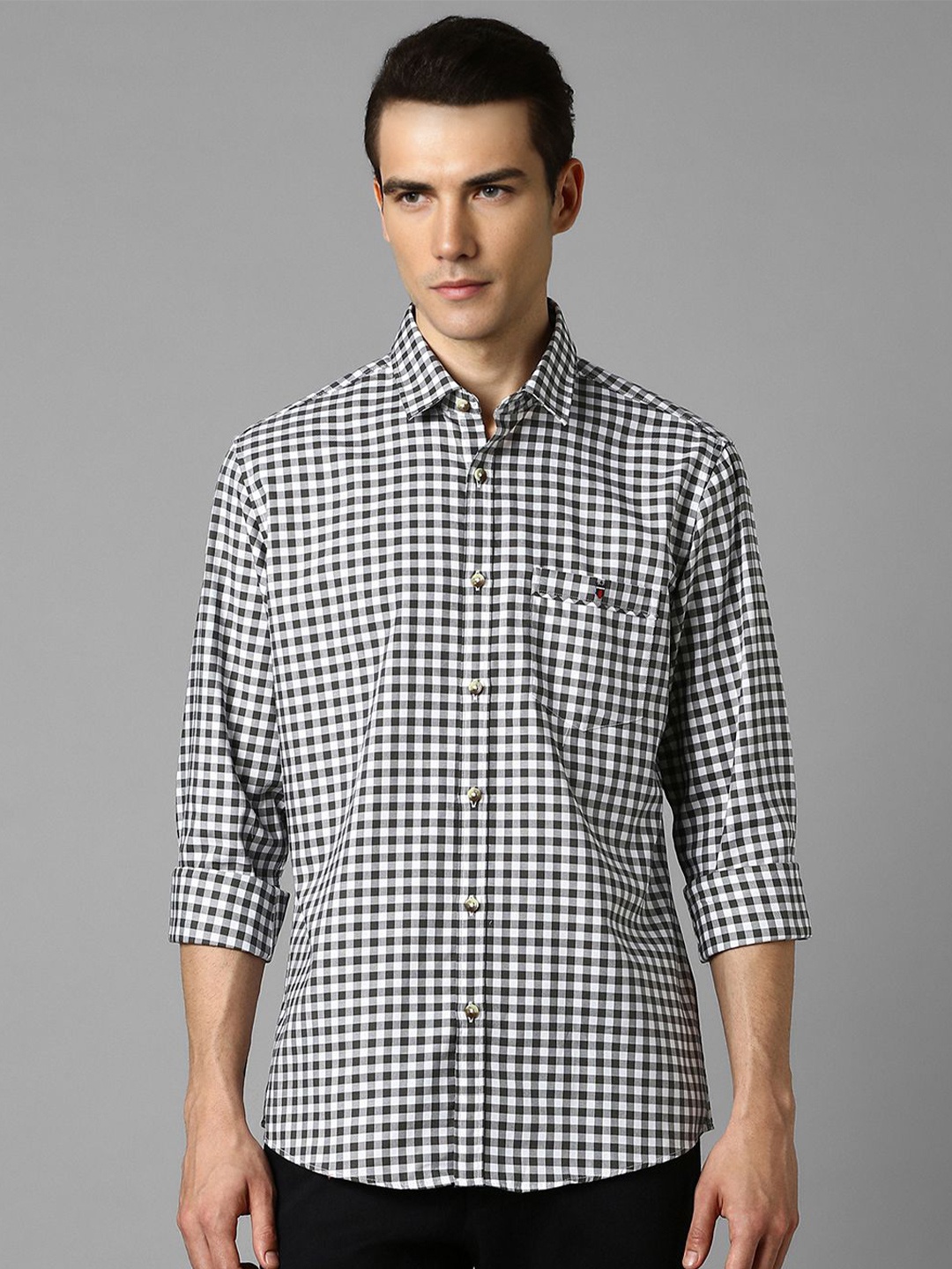 

Louis Philippe Sport Slim Fit Gingham Checked Cotton Casual Shirt, White