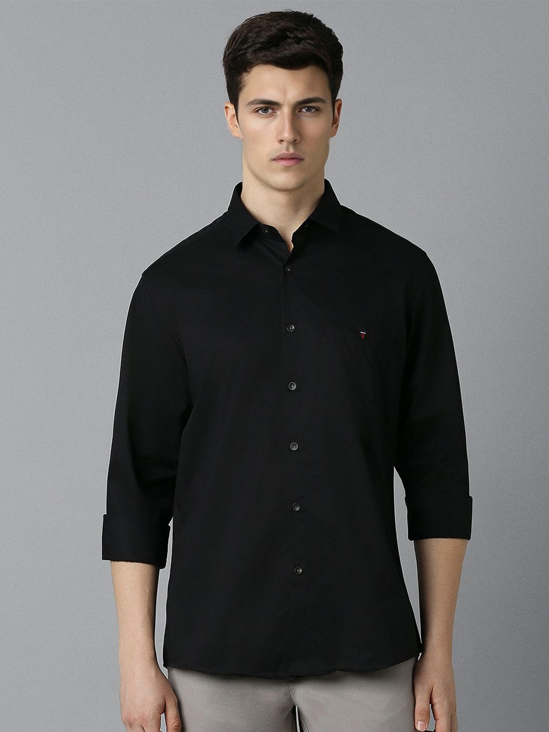 

Louis Philippe Sport Slim Fit Cotton Spread Collar Casual Shirt, Black