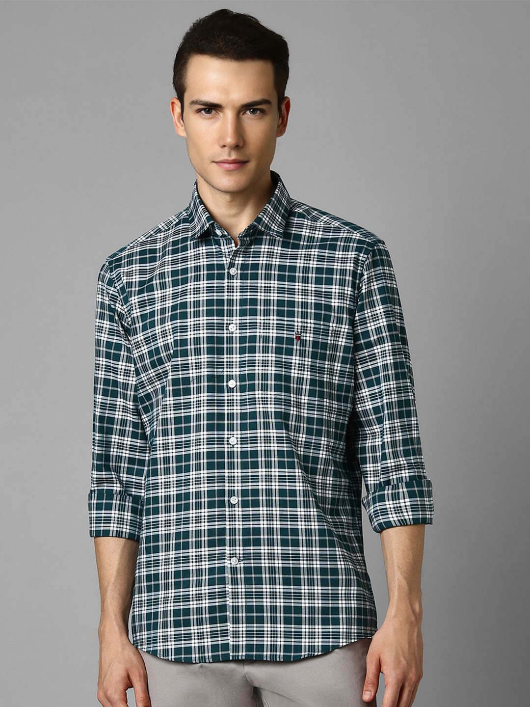 

Louis Philippe Sport Men Slim Fit Tartan Checks Opaque Checked Casual Shirt, Green