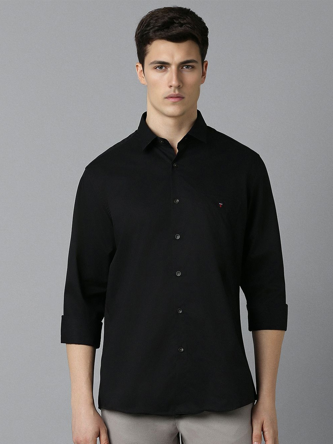 

Louis Philippe Sport Men Slim Fit Opaque Casual Shirt, Black