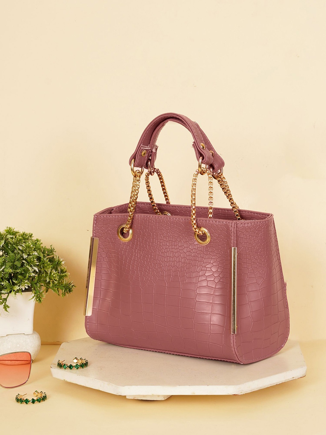 

FABBHUE Bucket Handheld Bag with Quilted, Purple