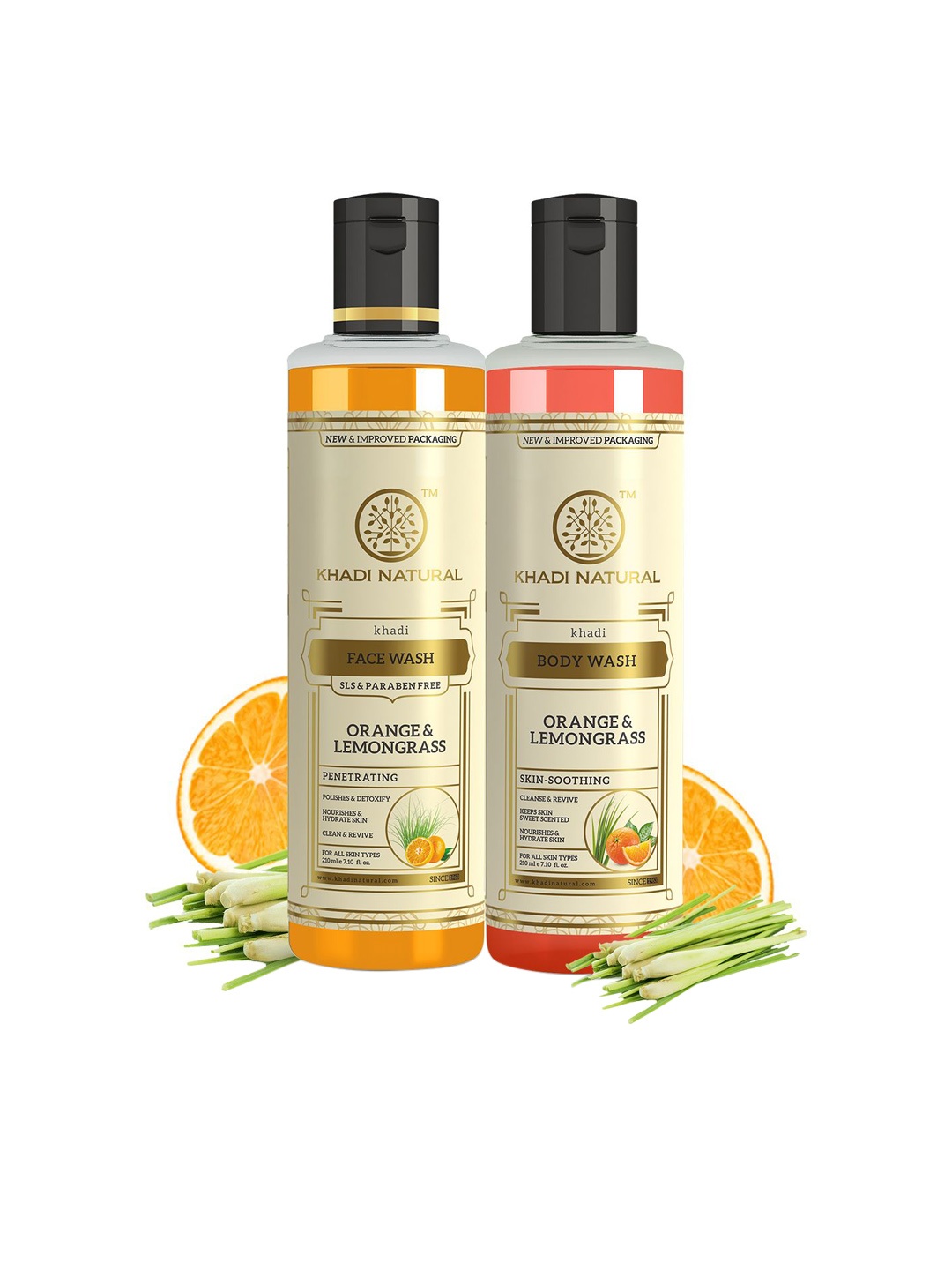 

Khadi Natural Orange & Lemongrass Face Wash & Body Wash -210ml Each Combo