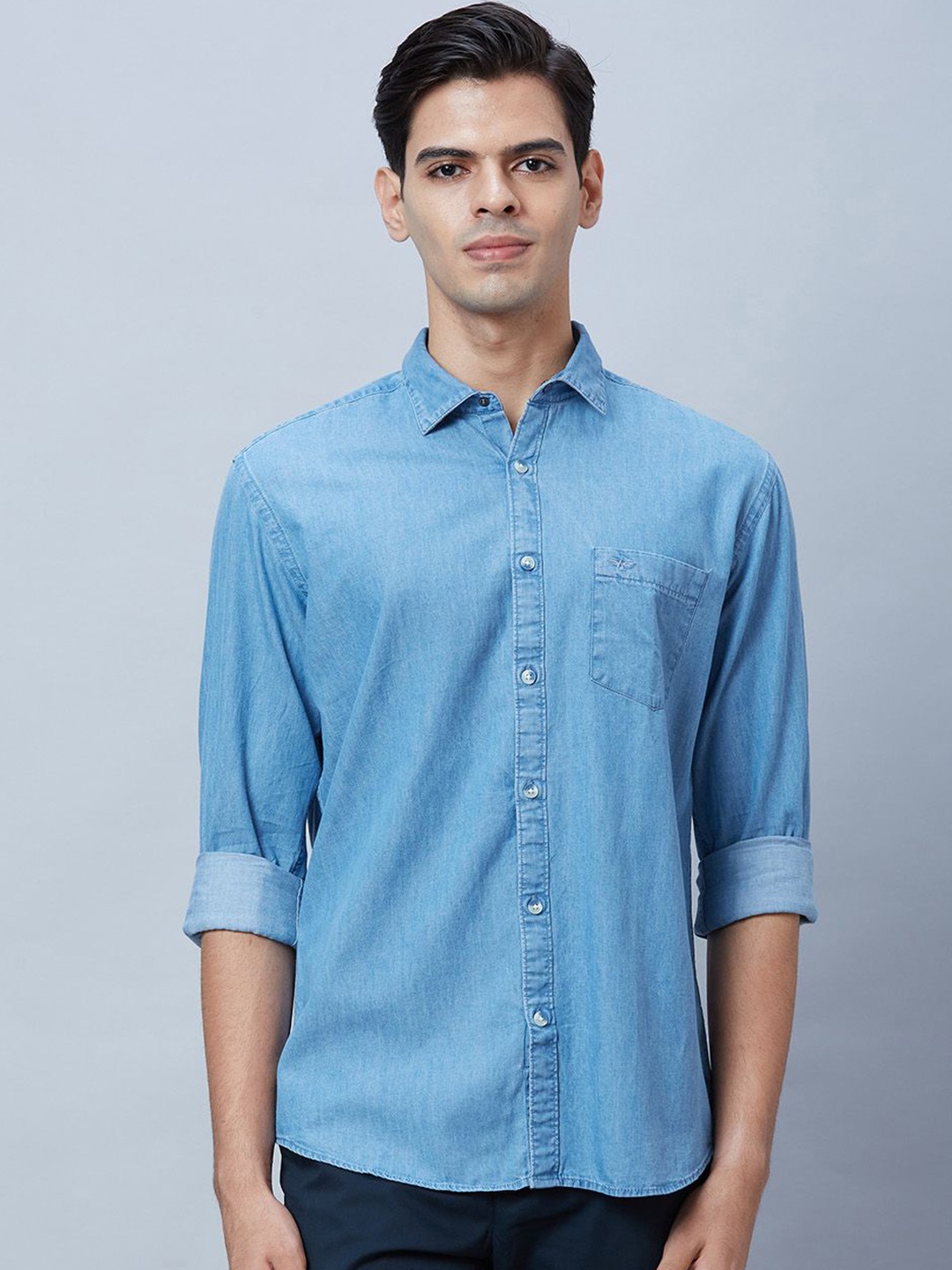 

Park Avenue Men Slim Fit Opaque Printed Casual Shirt, Blue