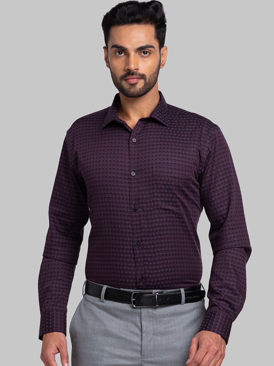 

Park Avenue Men Slim Fit Opaque Printed Formal Shirt, Violet