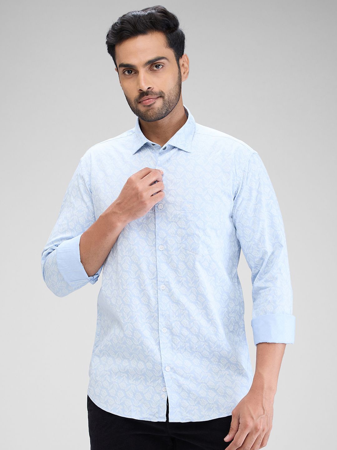 

Park Avenue Men Slim Fit Floral Opaque Printed Casual Shirt, Blue