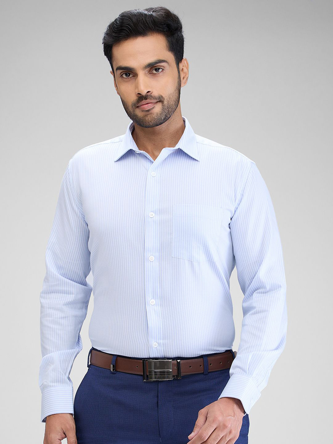 

Park Avenue Men Opaque Striped Formal Shirt, Blue