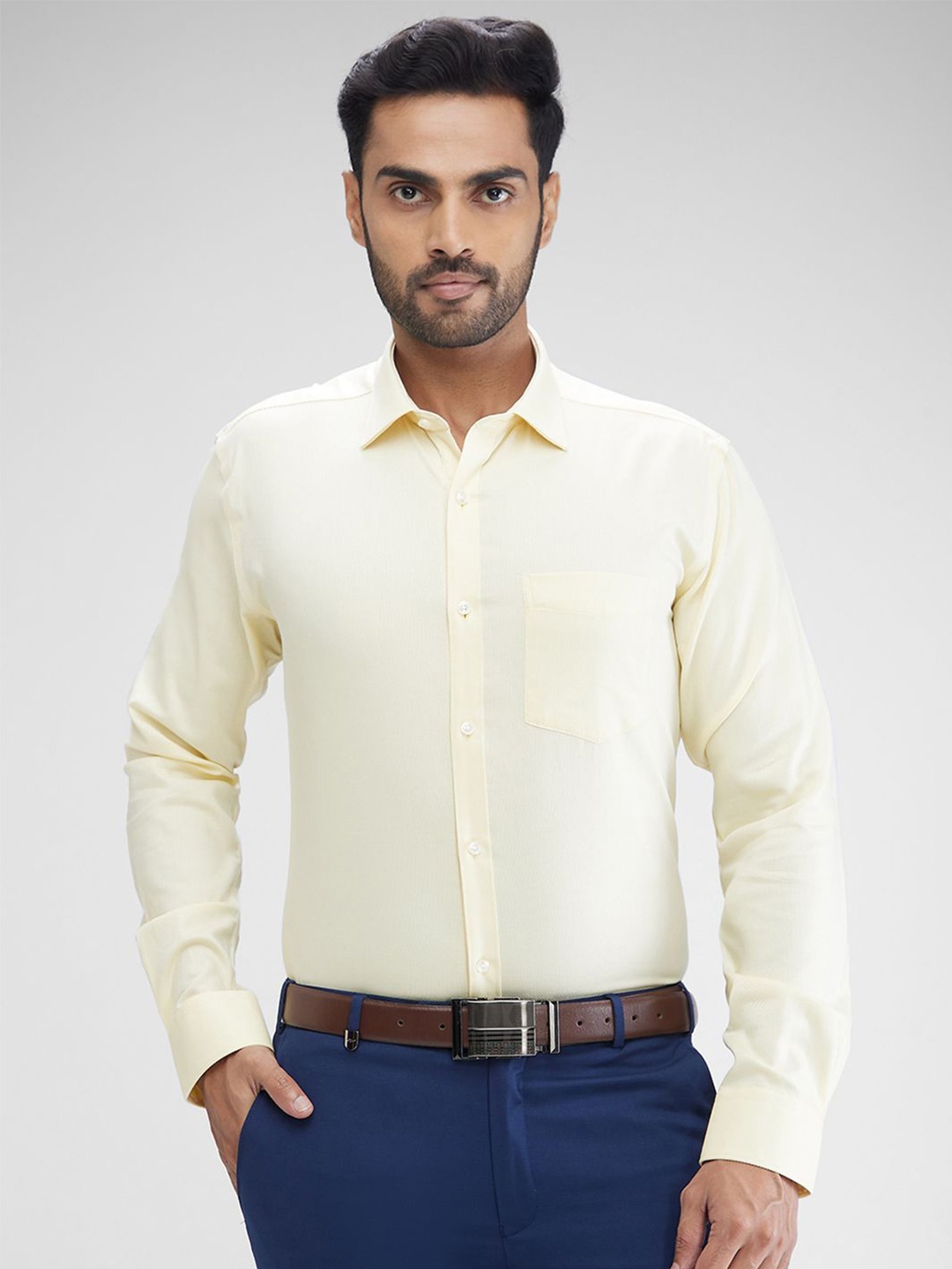 

Park Avenue Men Slim Fit Opaque Formal Shirt, Yellow