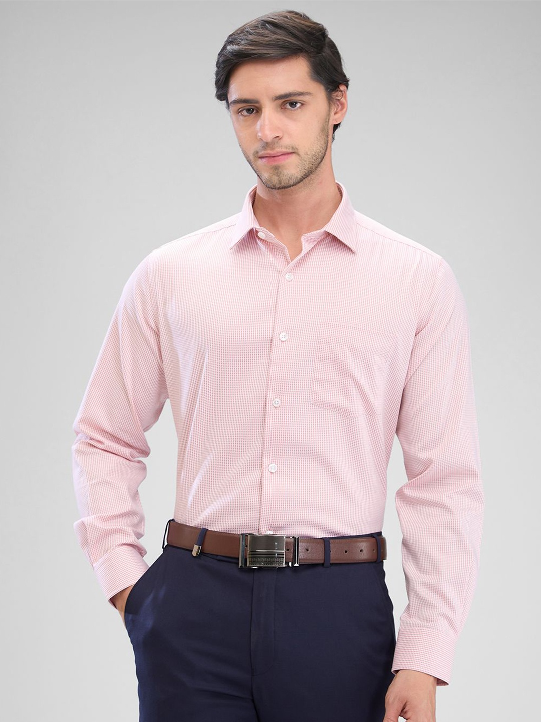 

Park Avenue Men Micro Checks Opaque Checked Formal Shirt, Red