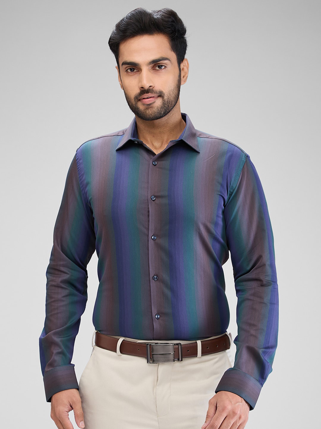 

Park Avenue Men Slim Fit Tartan Checks Opaque Checked Formal Shirt, Brown