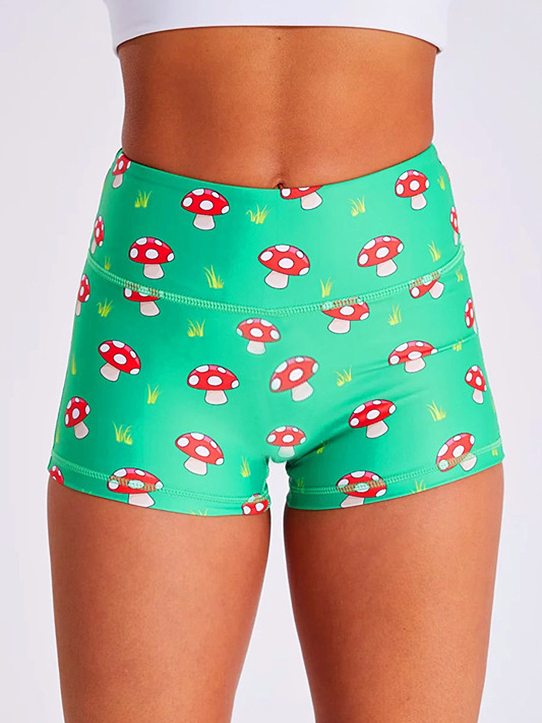 

LULU & SKY Women Conversational Printed Slim Fit High-Rise Shorts, Green