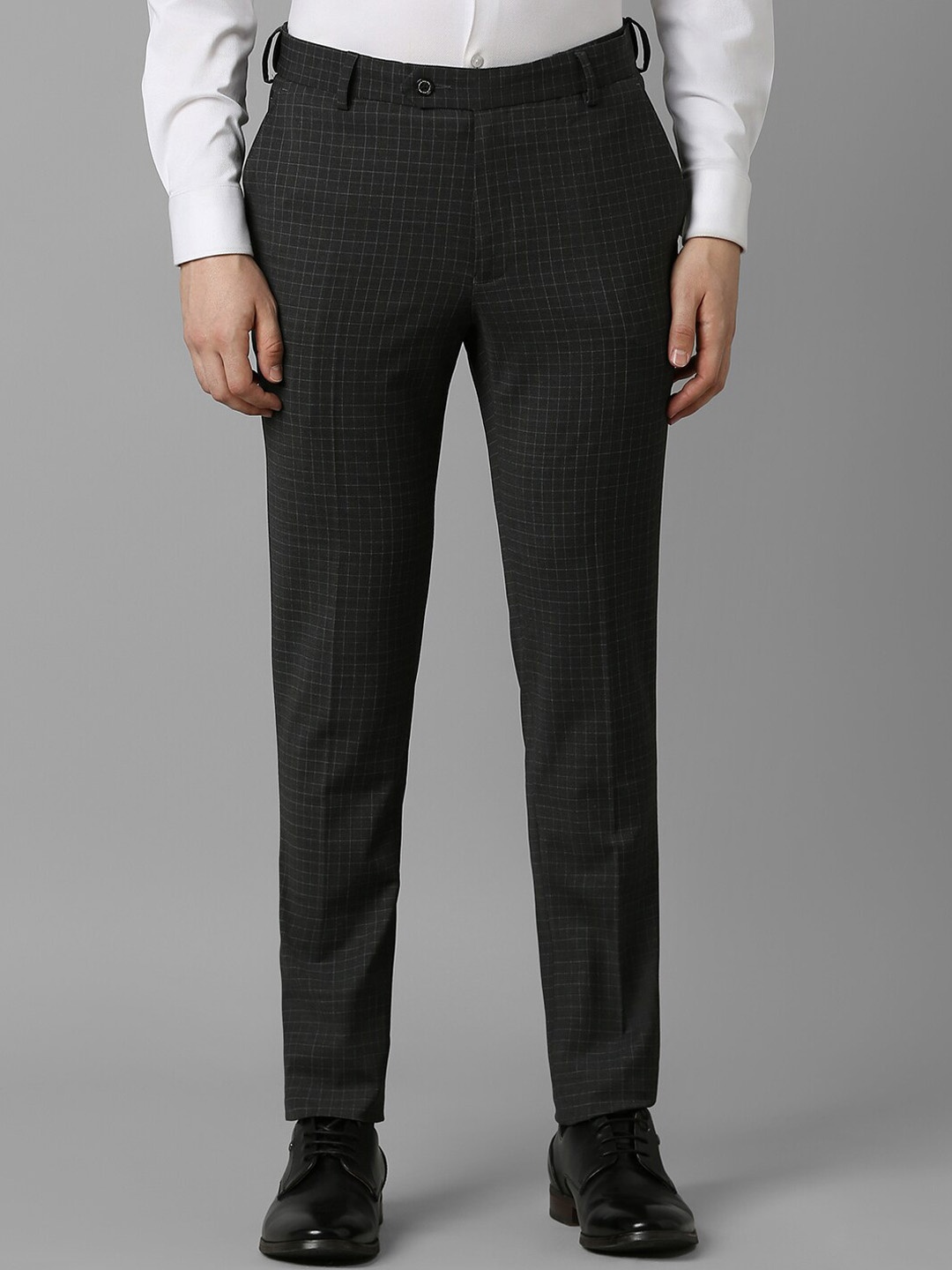 

Louis Philippe Men Striped Slim Fit Trousers, Grey
