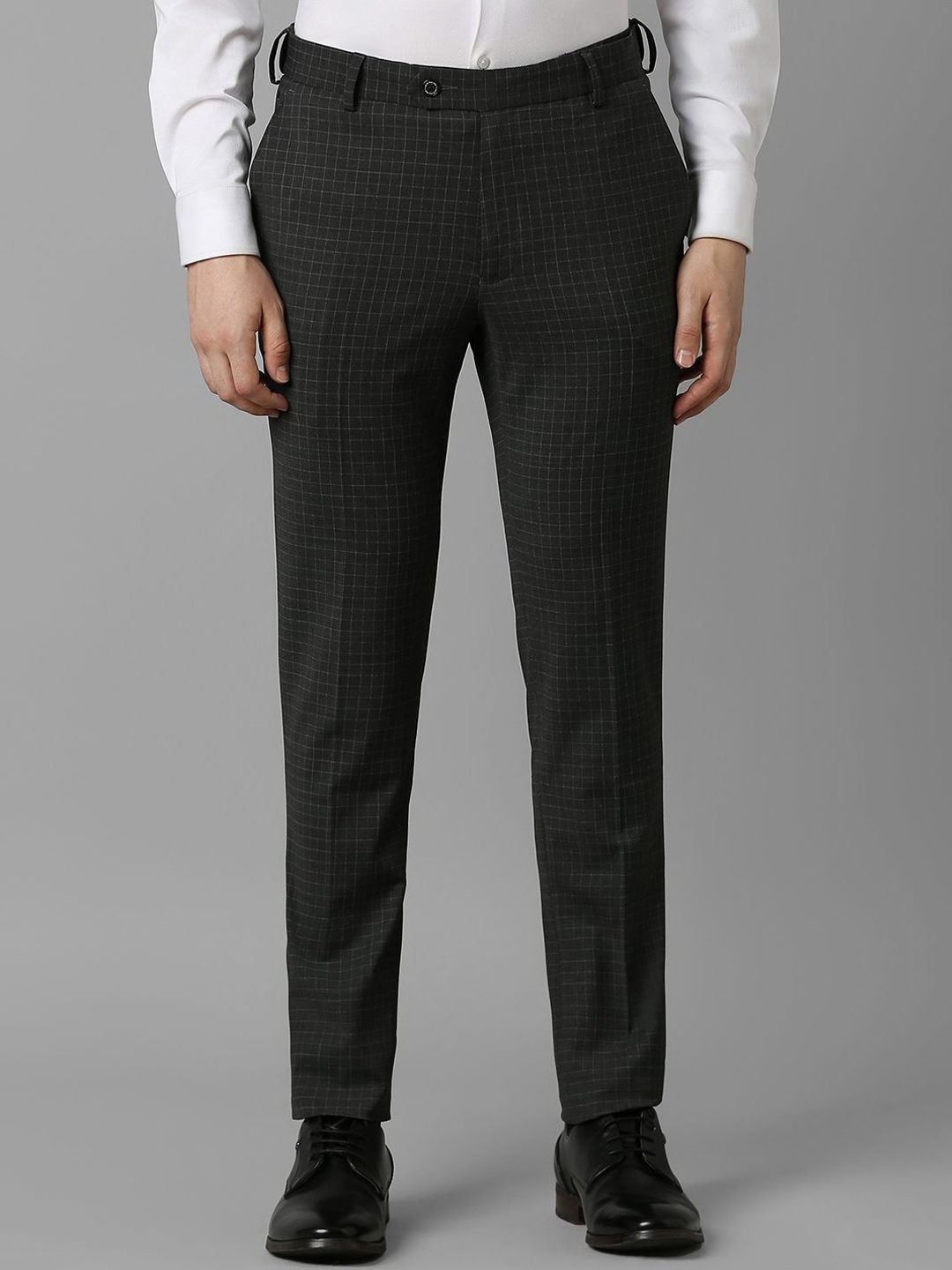 

Louis Philippe Men Striped Slim Fit Trousers, Grey