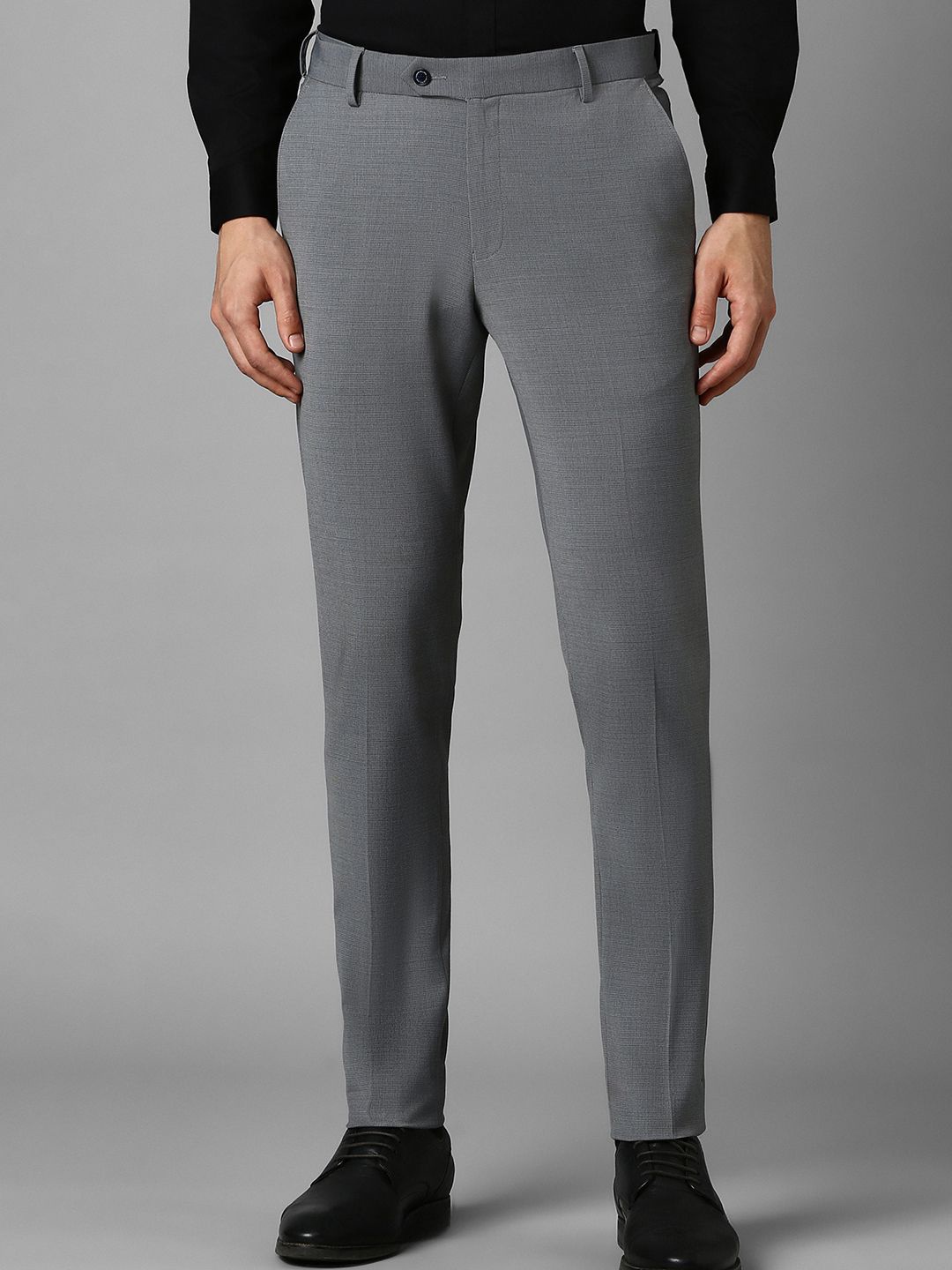 

Louis Philippe Men Textured Slim Fit Trousers, Grey