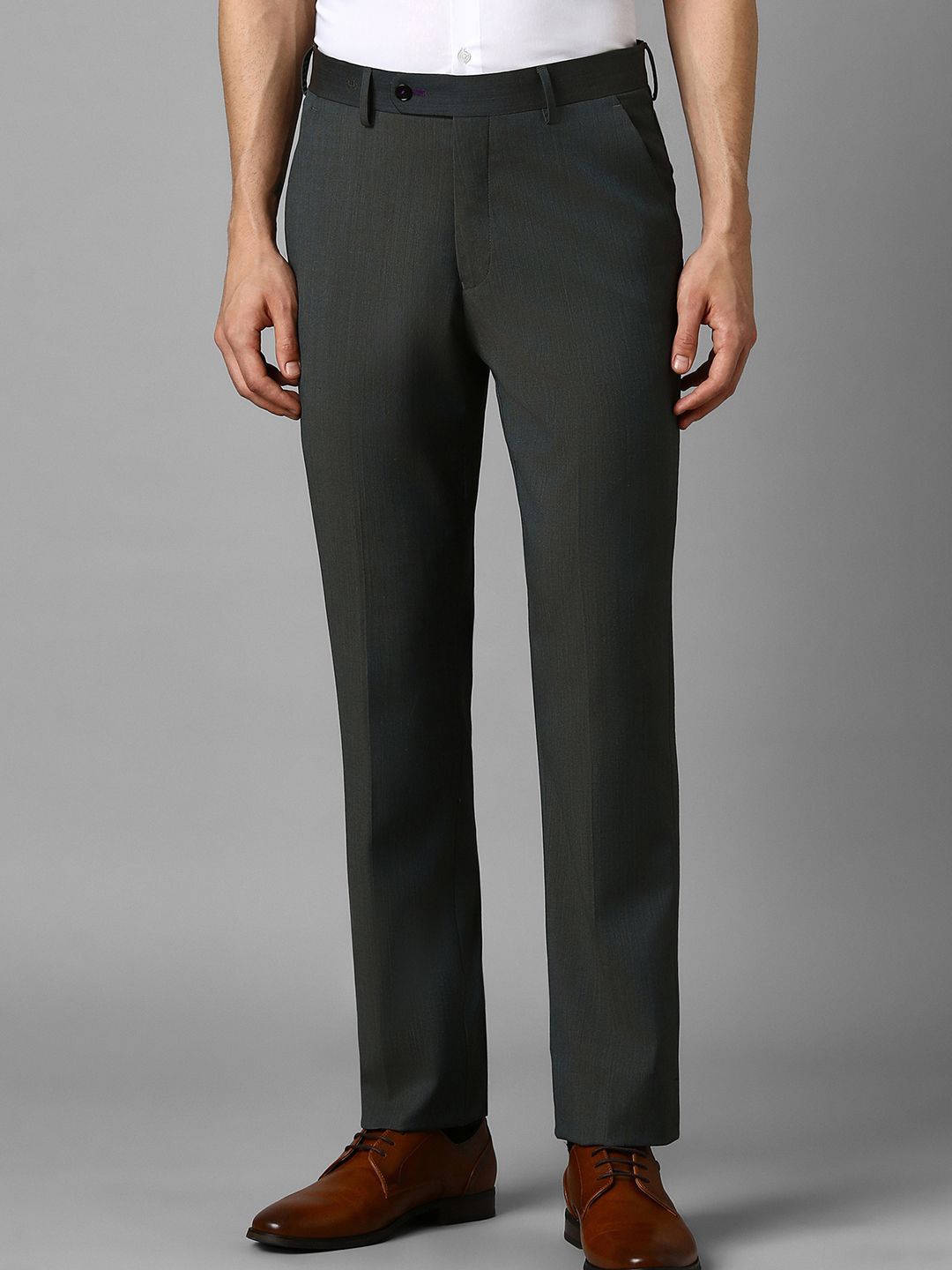 Luxure by Louis Philippe Men Slim Fit Trousers, Green