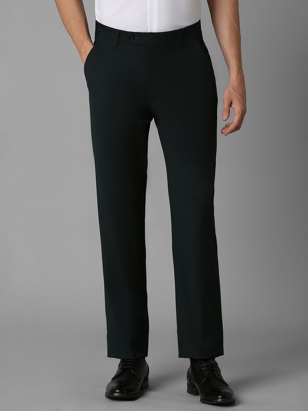 Luxure by Louis Philippe Men Slim Fit Trousers, Black