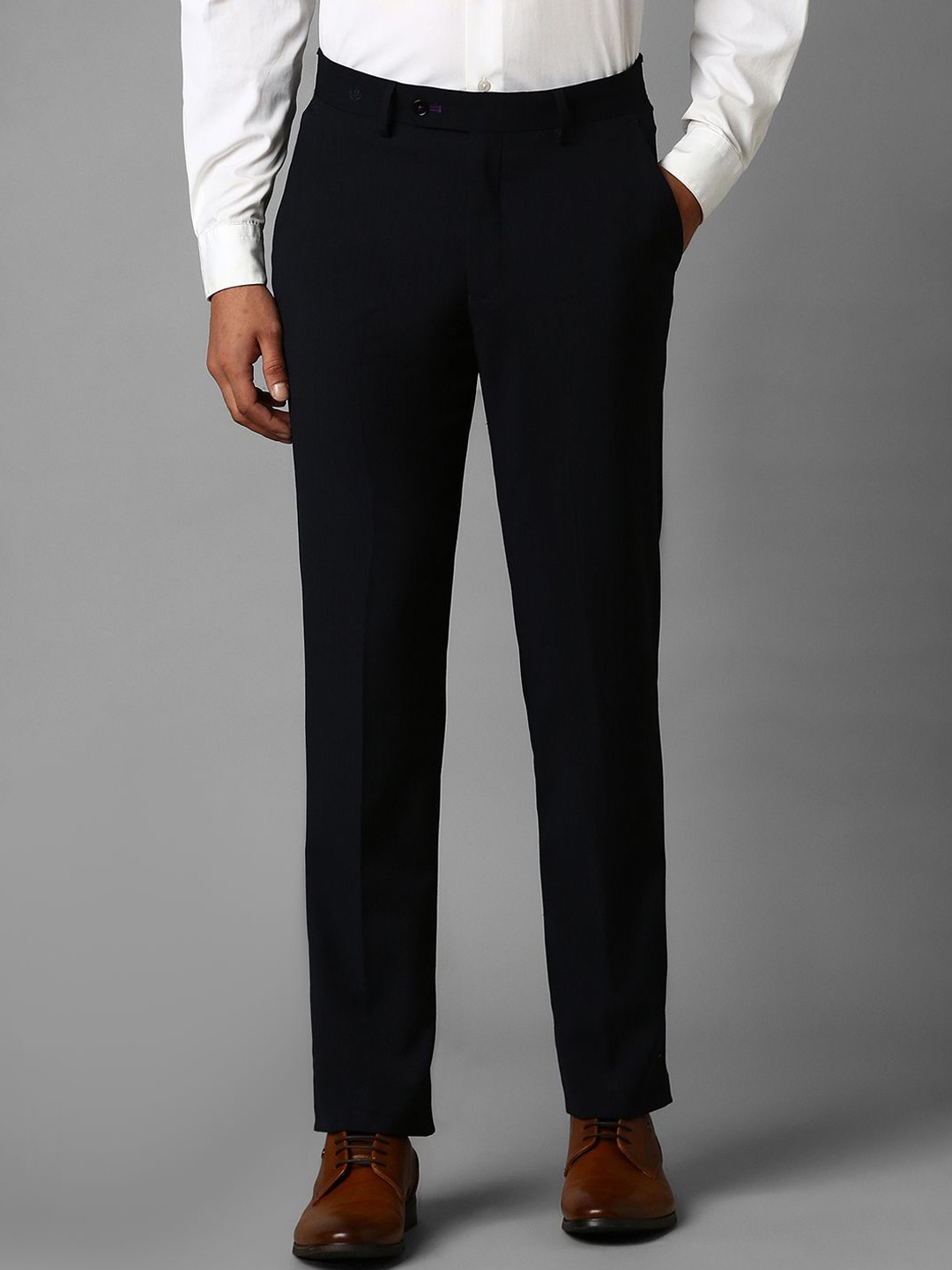 Luxure by Louis Philippe Men Slim Fit Trousers, Black