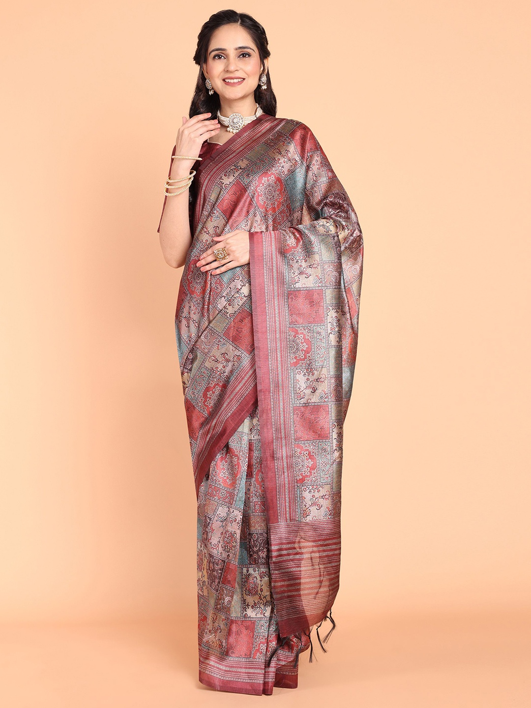 

MAGMINA Ethnic Motifs Banarasi Saree, Red